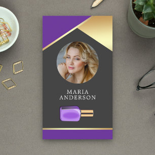Gouden Salon Nagellak Fles Manicuriste Foto Visitekaartje