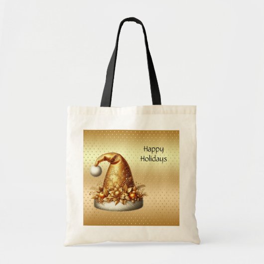 Gouden Santa Hat Holiday Canvas tas (Voorkant)