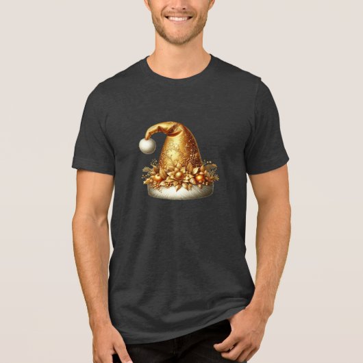 Gouden Santa Hat Mannen Tri-Blend Shirt (Voorkant)