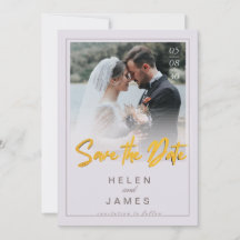 Gouden Save the Date koppel foto klassieke kaart
