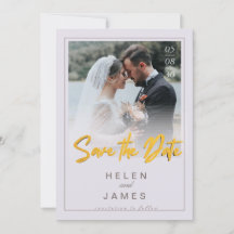 Gouden Save the Date koppel foto klassieke kaart