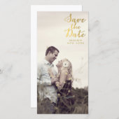 Gouden Save the Date Script Overlay Foto Kaarten (Voorkant / Achterkant)