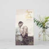 Gouden Save the Date Script Overlay Foto Kaarten (Staand voorkant)