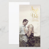 Gouden Save the Date Script Overlay Fotokaarten (Voorkant / Achterkant)