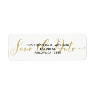 Gouden Save the Date Script Trouw Uitnodiging Etiket