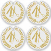 Gouden schaar kapper winkelcirkel logo contour sticker (Voorkant)