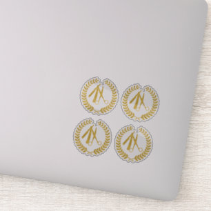 Gouden schaar kapper winkelcirkel logo contour sticker