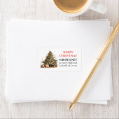 Gouden  Schattige Vrolijke kerstboomwensen Etiket (Insitu)