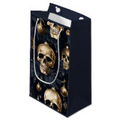 Gouden Schedel Gift Bag (Navy) Klein Cadeauzakje (Voorkant Gekanteld)