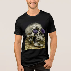Gouden Schedel met Amethist Ogen Tri-Blend Shirt