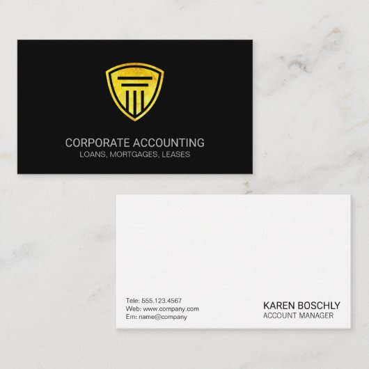 Gouden Schild Pijler Icoon | Onderneming Visitekaartje (Voorkant / Achterkant)