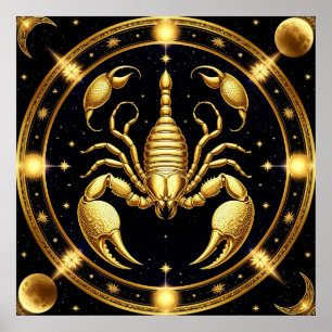 Gouden Schorpioen Zodiac Dierriem Ontwerp Poster