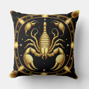 Gouden Schorpioen Zodiacontwerp Kussen
