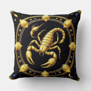 Gouden Schorpioen Zodiacontwerp met Ornamenten Kussen