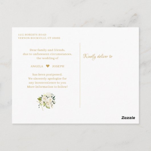 Gouden Schrift Datum Wijzigen Groene Planten Witte Briefkaart (Achterkant)