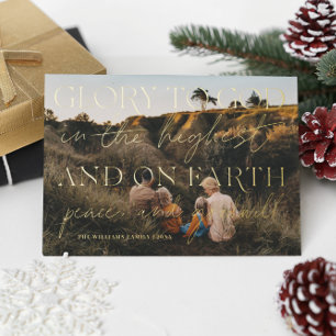 Gouden Schrift Roem aan God Kerstvakantie Foto Folie Feestdagenkaart