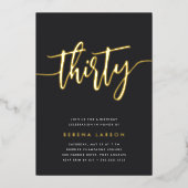 Gouden Script 30e Verjaardagsfeestje Folie Uitnodiging (Voorkant)