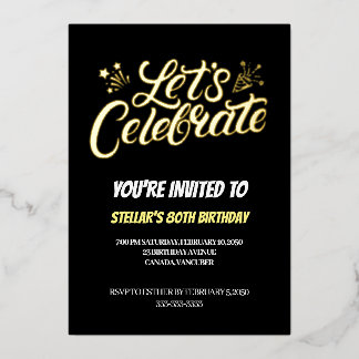 Gouden Script 80ste Verjaardagsfeest Folie Uitnodiging
