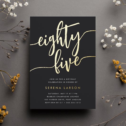 Gouden Script 85e verjaardagsfeest Folie Uitnodiging