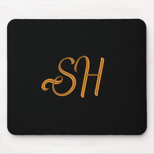Gouden script aangepaste initialen zwart muismat (Voorkant)