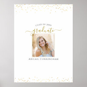 Gouden Script Afstudeerfoto Handtekening Feest Poster