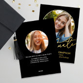 Gouden Script Afstudeerfoto Multi-fotosjabloon Folie Uitnodiging