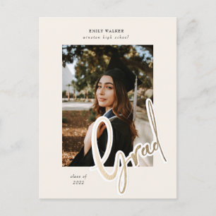 gouden script afstuderen aankondiging briefkaart