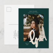 gouden script afstuderen aankondiging briefkaart (Voorkant / Achterkant)