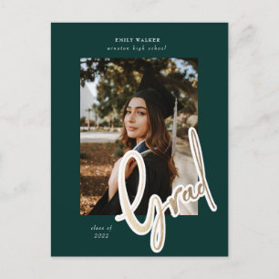 gouden script afstuderen aankondiging briefkaart