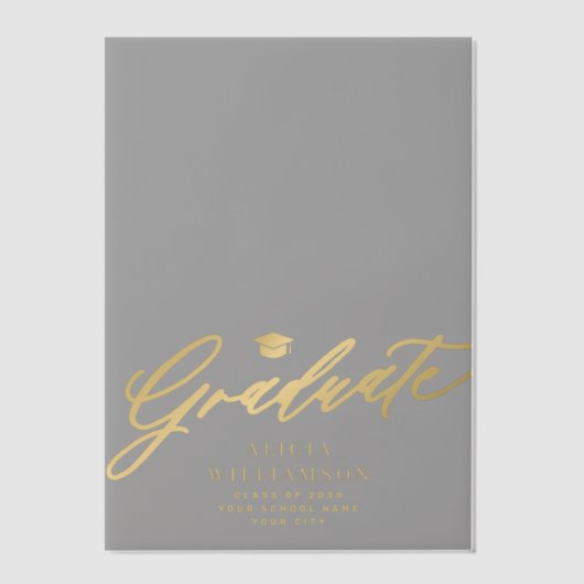 Gouden script afstuderen aankondiging vellum overl (Voorkant)