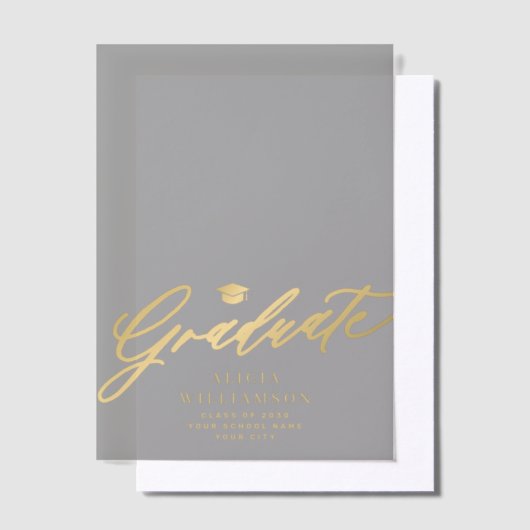 Gouden script afstuderen aankondiging vellum overl (Offset)