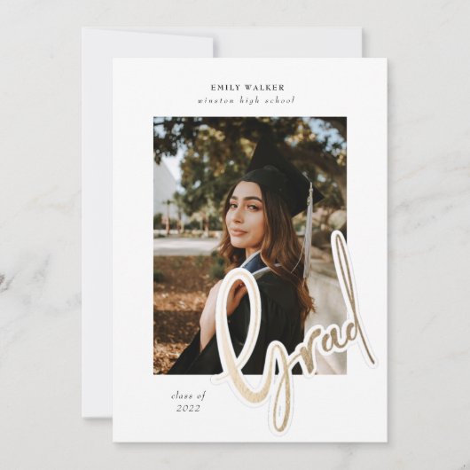 gouden script afstuderen bekendmaking foto (Voorkant)