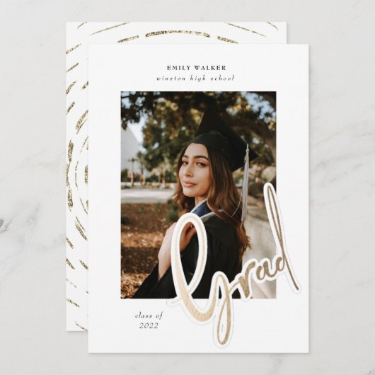 gouden script afstuderen bekendmaking foto (Voorkant / Achterkant)