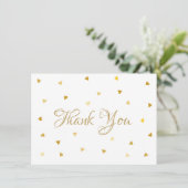 Gouden Script Bedankt Harten Confetti (Staand voorkant)