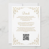 Gouden script botanisch frame QR-code Kaart (Achterkant)