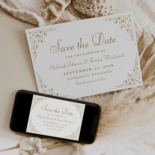 Gouden Script Botanisch Kader Trouw Save The Date