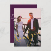 gouden script bruiloft bedankt fotokaart (Voorkant / Achterkant)