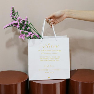 Gouden script bruiloft welkomsttas hotel gastzakke groot cadeauzakje