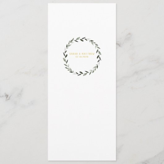 Gouden Script Calligrafie Klassiek Trouwdiner Menu (Achterkant)