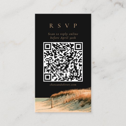 Gouden Script Cape Cod Trouw QR Code RSVP Kaart (Voorkant)