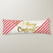 Gouden Script Confetti Rood Wit Familie Kerstmis Lichaamskussen (Achterkant)