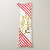 Gouden Script Confetti Rood Wit Familie Kerstmis Lichaamskussen (Achterkant (Verticaal))