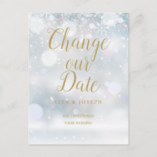 Gouden Script Datumwijziging Uitgesteld Wintereven Briefkaart