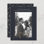 gouden script één fotokaart verloving (Voorkant / Achterkant)