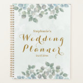 Gouden Script eucalyptus aquarel bruiloft planner (Voorkant)