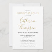 Gouden Script Feestelijke Herdenkingsdienst Funera Kaart (Voorkant)