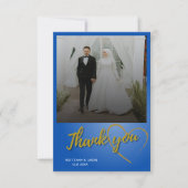 Gouden Script Foto Bruiloft Dank u Kaart (Voorkant)