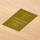 Gouden Script Gouden Geel Bruin Elegante Huwelijk Acryl Uitnodigingen (Laagn)