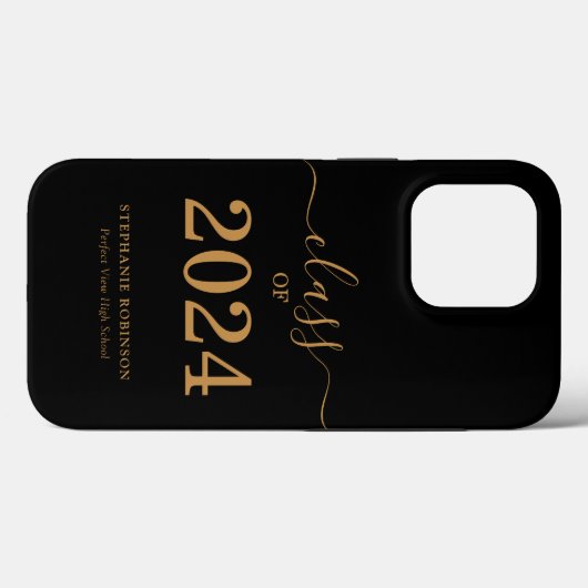 Gouden Script Klasse van 2024 Afstuderen Case-Mate iPhone Case (Achterkant (horizontaal))