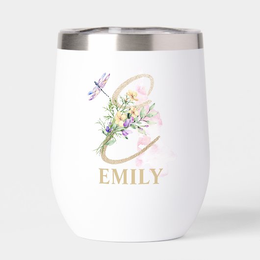 Gouden Script Letter E Monogram Gepersonaliseerde  (Achterkant)